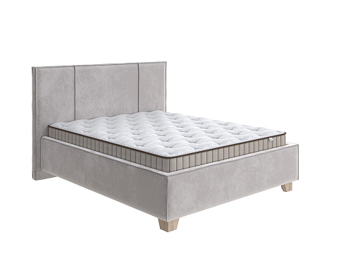 Кровать 160 на 200 Hygge Line - Мягкая кровать с ножками из массива березы и объемным изголовьем