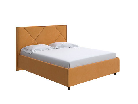 Белая двуспальная кровать Tessera Grand - Мягкая кровать с высоким изголовьем и стильными ножками из массива бука