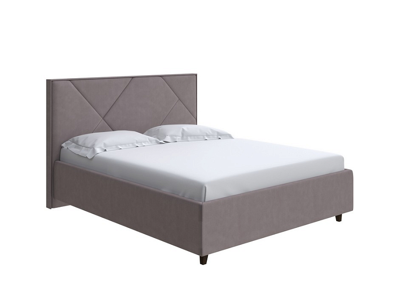 Кровать Tessera Grand 160x190 Ткань: Рогожка Тетра Стальной - Мягкая кровать с высоким изголовьем и стильными ножками из массива бука