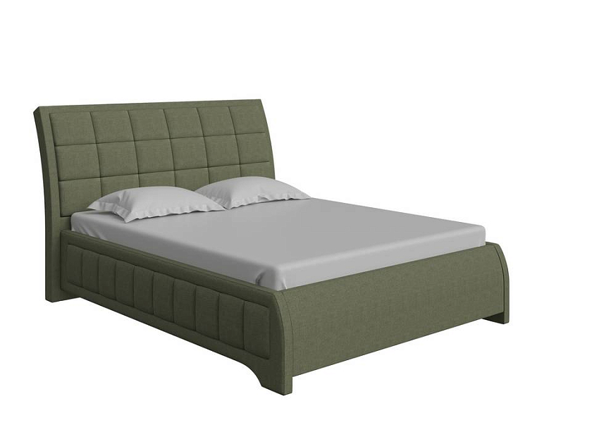 Кровать Foros 90x200 Ткань: Рогожка Тетра Стальной - Кровать необычной формы в стиле арт-деко.