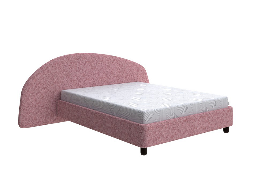 Кровать Sten Bro Left 140x190 Ткань/Массив (береза) Levis 62 Розовый/Венге - Мягкая кровать с округлым изголовьем на левую сторону