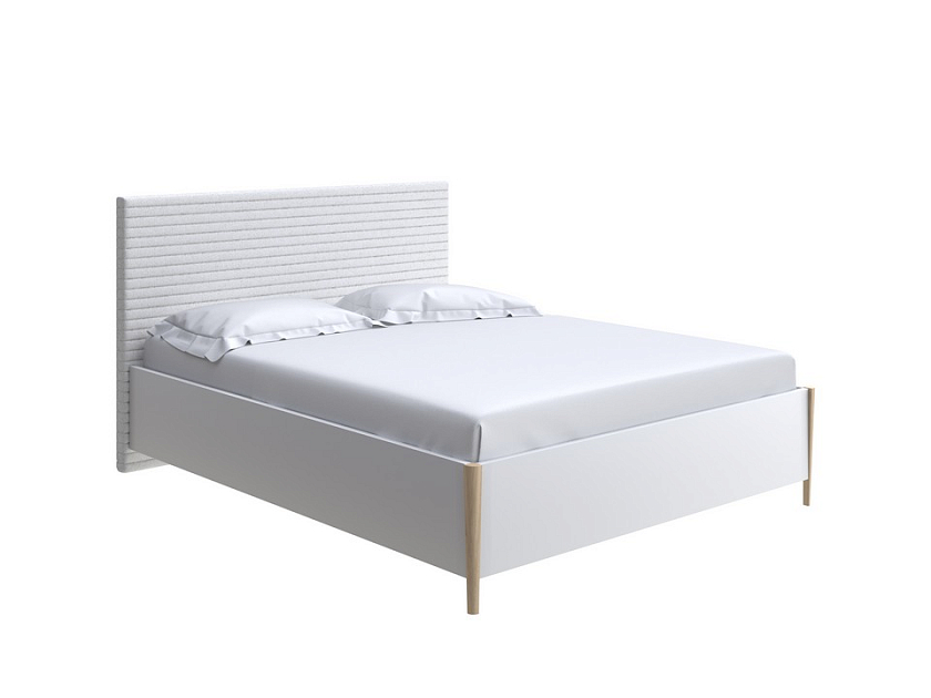 Кровать Rona 160x190 ЛДСП Венге+ткань Дуб Венге/Тетра Мраморный - Классическая кровать с геометрической стежкой изголовья