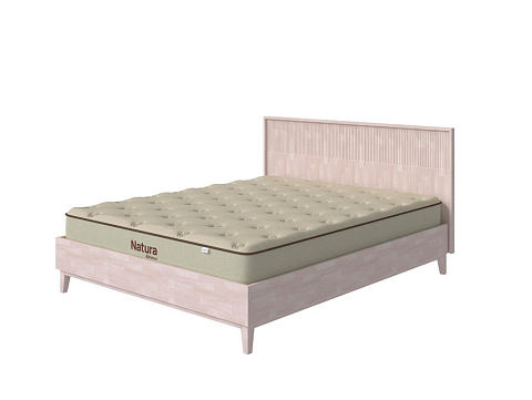 Кровать 140х200 Tempo - Кровать из массива с вертикальной фрезеровкой и декоративным обрамлением изголовья