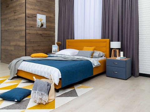 Бежевая кровать Next Life 2 - Cтильная модель в стиле минимализм с горизонтальными строчками