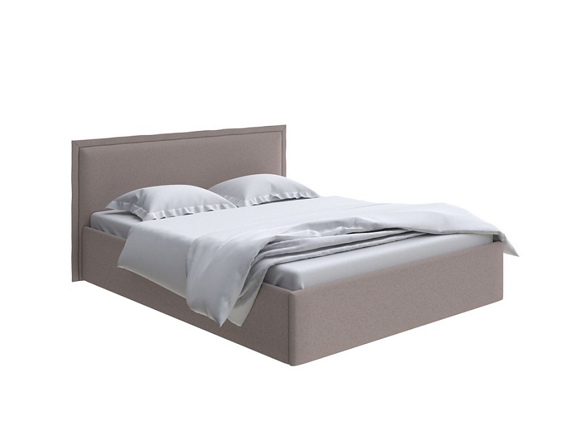 Кровать Aura Next 160x200 Ткань: Велюр Scandi Cotton 24 Капучино - Кровать в лаконичном дизайне в обивке из мебельной ткани