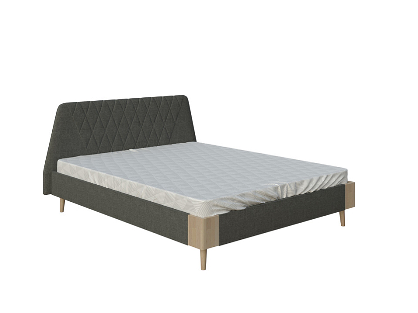 Кровать Lagom Hill Soft 140x200 Ткань/Массив (береза) Levis 85 Серый/Масло-воск Natura (Береза) - Оригинальная кровать в обивке из мебельной ткани.