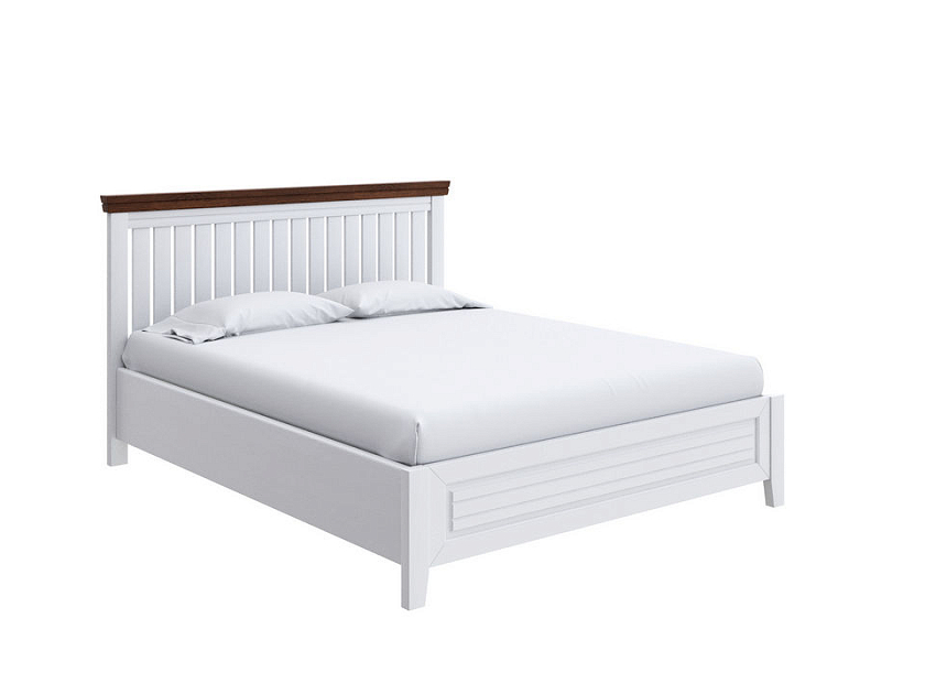 Кровать Olivia с подъемным механизмом 160x200 Массив (сосна) Белая эмаль/Орех - Кровать с подъёмным механизмом из массива с контрастной декоративной планкой.