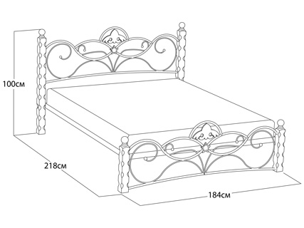 Кровать Garda 2R 180x200 Металл+массив Орех - Кровать из массива березы с фигурной металлической решеткой.