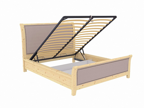 Коричневая кровать Dublin с подъемным механизмом - Уютная кровать со встроенным основанием и подъемным механизмом с мягкими элементами.