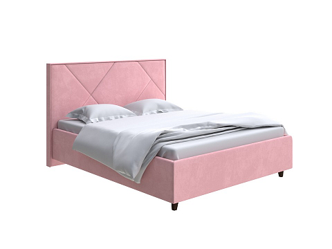 Розовая кровать Tessera Grand - Мягкая кровать с высоким изголовьем и стильными ножками из массива бука