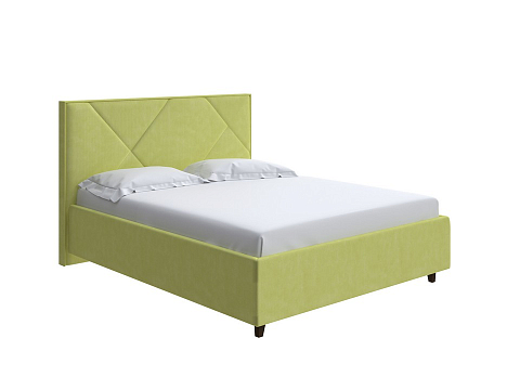 Зеленая кровать Tessera Grand - Мягкая кровать с высоким изголовьем и стильными ножками из массива бука