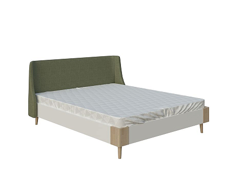 Бежевая кровать Lagom Side Chips - Оригинальная кровать без встроенного основания из ЛДСП с мягкими элементами.