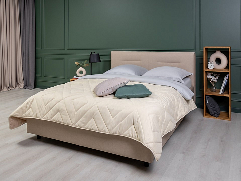 Кожаная кровать Nuvola-8 NEW - Кровать в лаконичном стиле с горизонтальной отстрочкой  в изголовье