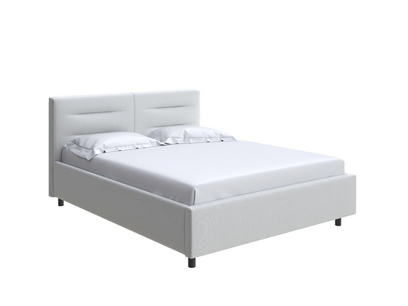Кровать Nuvola-8 NEW 180x200 Ткань: Рогожка Тетра Молочный - Кровать в лаконичном стиле с горизонтальной отстрочкой  в изголовье