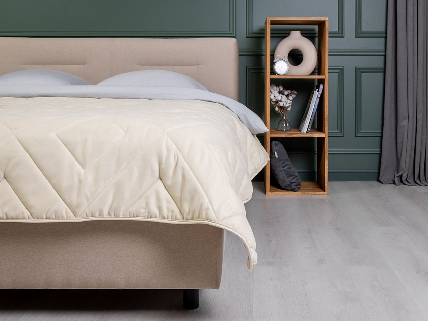 Кровать Nuvola-8 NEW 140x190 Ткань: Рогожка Тетра Графит - Кровать в лаконичном стиле с горизонтальной отстрочкой  в изголовье