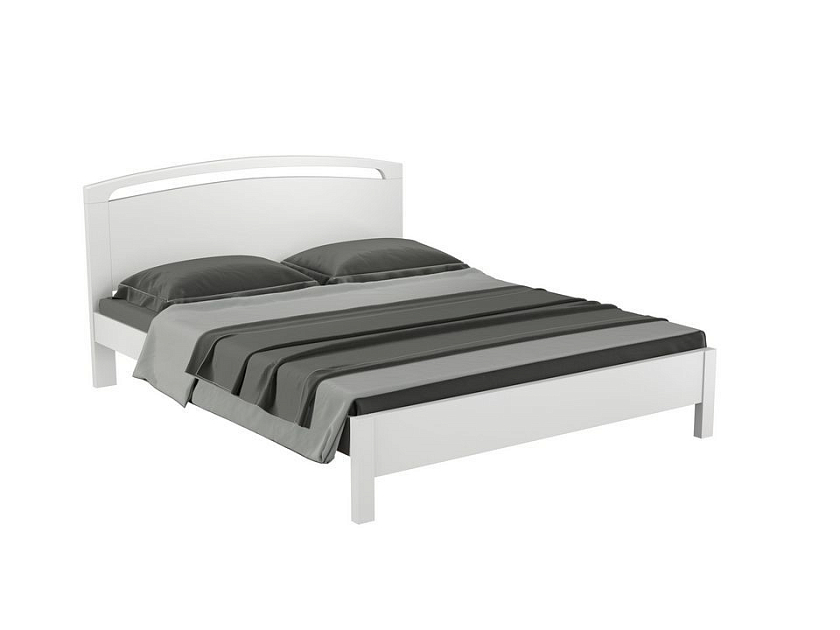 Кровать Веста 1-тахта-R 200x220 Массив (сосна) Белая эмаль - Кровать из массива с одинарной резкой в изголовье.