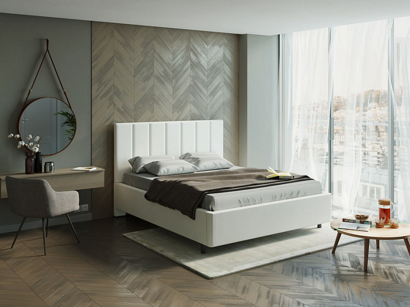 Кровать Oktava 90x200 Экокожа Белый - Кровать в лаконичном дизайне в обивке из мебельной ткани или экокожи.