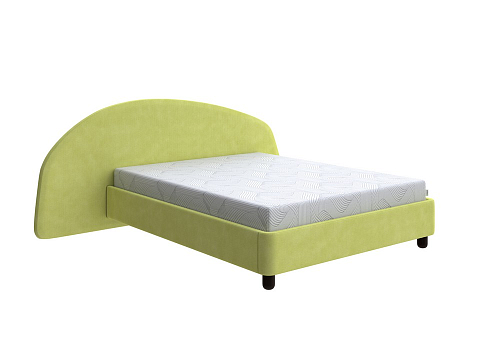 Зеленая кровать Sten Bro Left - Мягкая кровать с округлым изголовьем на левую сторону