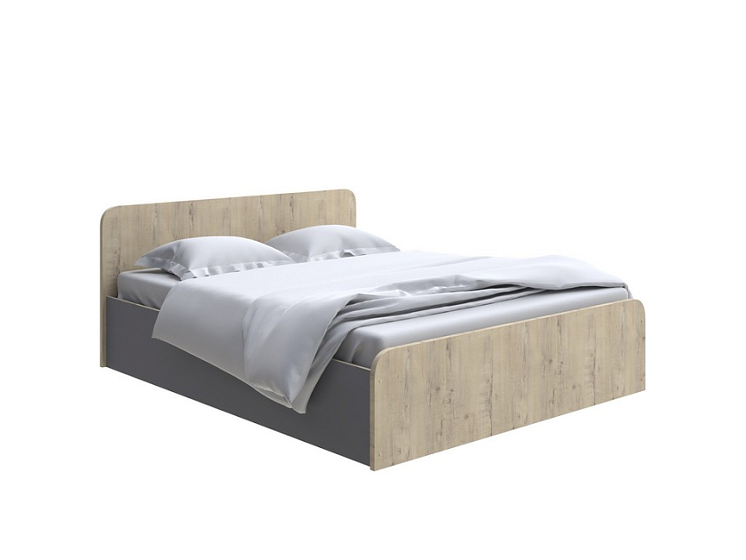 Кровать Way Plus с подъемным механизмом 180x200 ЛДСП Бунратти/Вулканический серый - Кровать в эко-стиле с глубоким бельевым ящиком