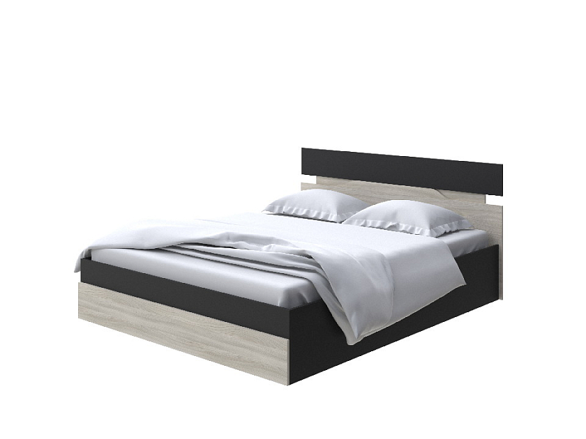 Кровать Milton с подъемным механизмом 80x190 ЛДСП Черный/Ясень Шимо Светлый - Современная кровать с подъемным механизмом.