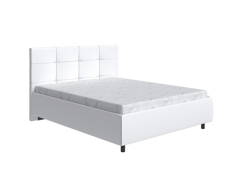 Кровать New Life 90x200 Экокожа Белый - Кровать в стиле минимализм с декоративной строчкой