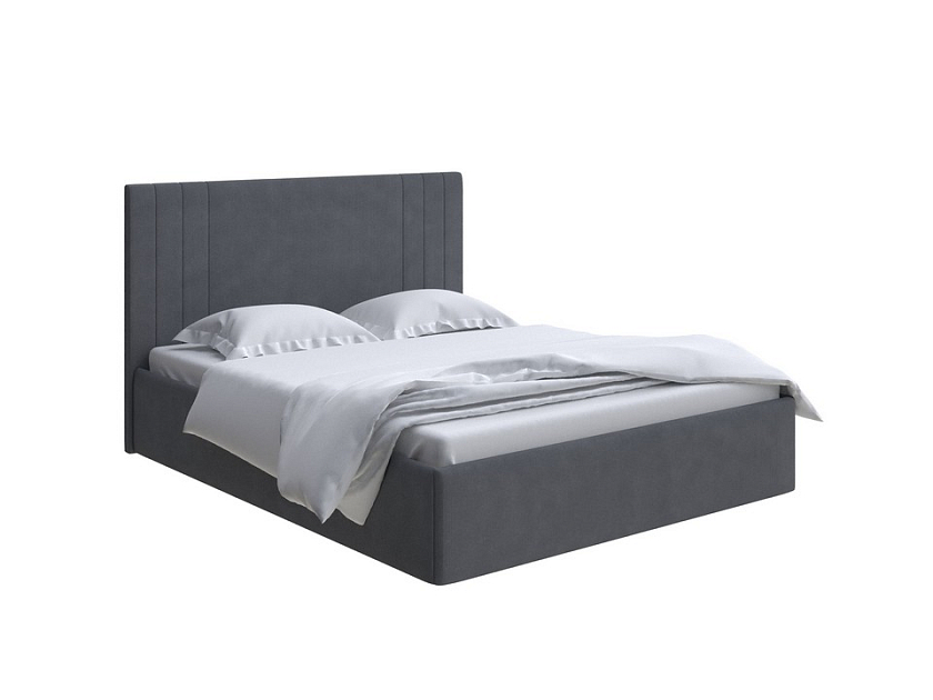 Кровать Liberty 80x190 Ткань: Рогожка Тетра Графит - Аккуратная мягкая кровать в обивке из мебельной ткани