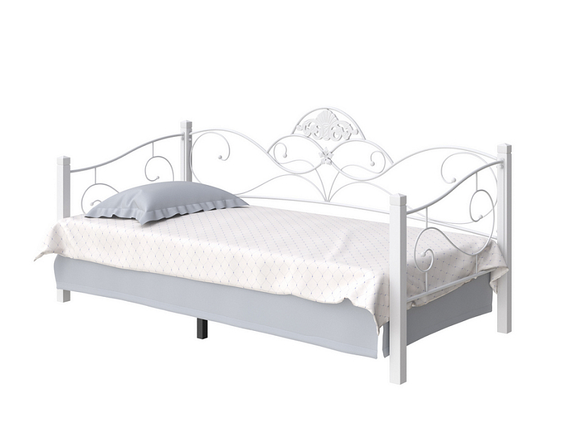 Кровать Garda 2R-Софа 90x200 Металл+массив Белый - Кровать-софа из массива березы с фигурной металлической решеткой. 