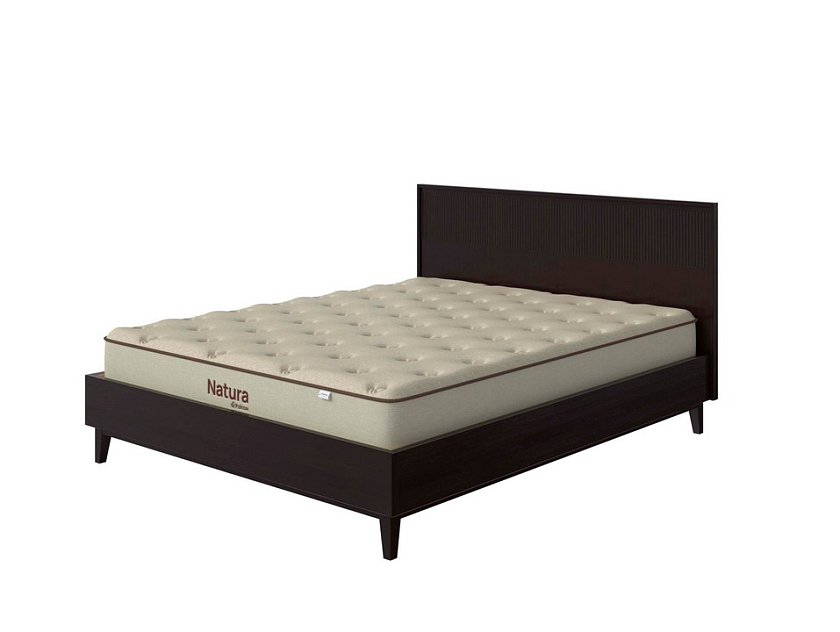 Кровать Tempo 160x190 Массив (сосна) Венге - Кровать из массива с вертикальной фрезеровкой и декоративным обрамлением изголовья