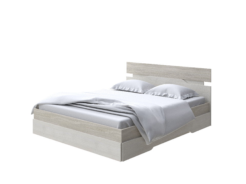 Кровать Milton 80x190 ЛДСП Ясень Шимо Светлый/Дуб Шамони светлый - Современная кровать с оригинальным изголовьем.