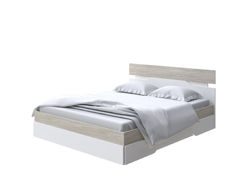 Кровать Milton 80x190 ЛДСП Ясень Шимо Светлый/Белый - Современная кровать с оригинальным изголовьем.