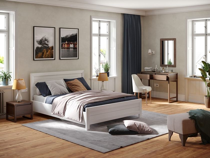 Кровать Toronto с подъемным механизмом 140x190 Массив (сосна) Белая эмаль - Стильная кровать с местом для хранения