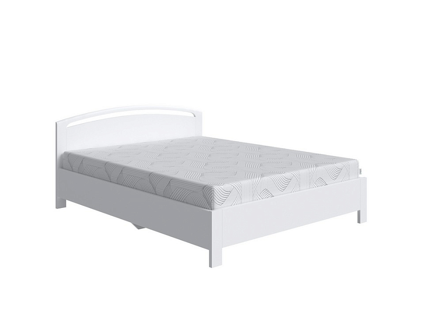 Кровать Веста 1-R с подъемным механизмом 140x190 Массив (сосна) Белая эмаль - Современная кровать с изголовьем, украшенным декоративной резкой