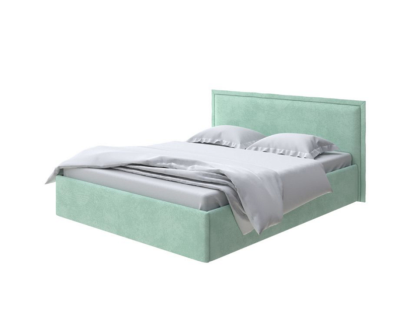 Кровать Aura Next 140x200 Ткань: Велюр Teddy Мятный - Кровать в лаконичном дизайне в обивке из мебельной ткани