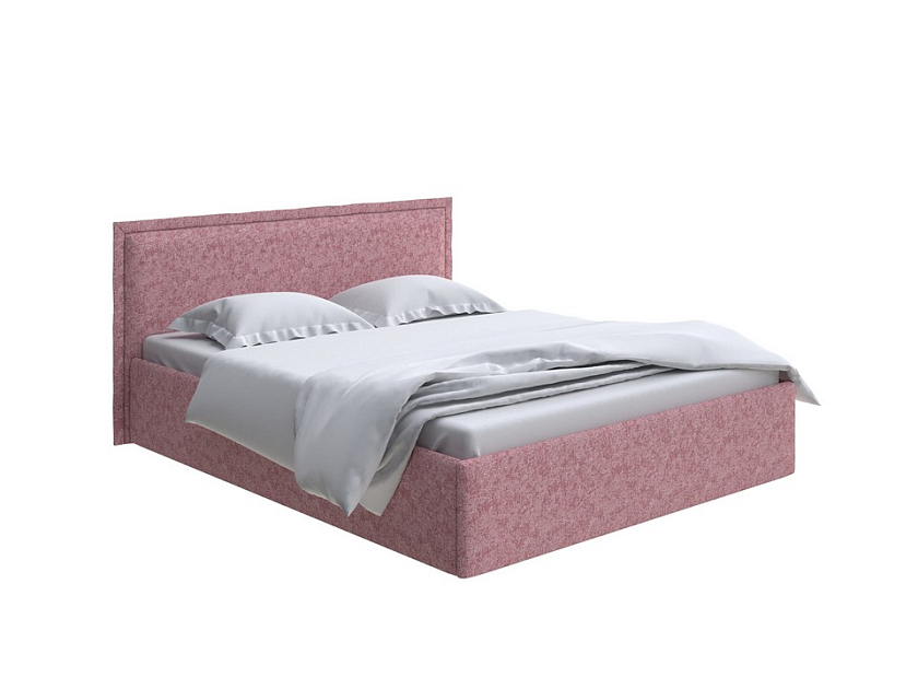 Кровать Aura Next 140x200 Ткань: Рогожка Levis 62 Розовый - Кровать в лаконичном дизайне в обивке из мебельной ткани