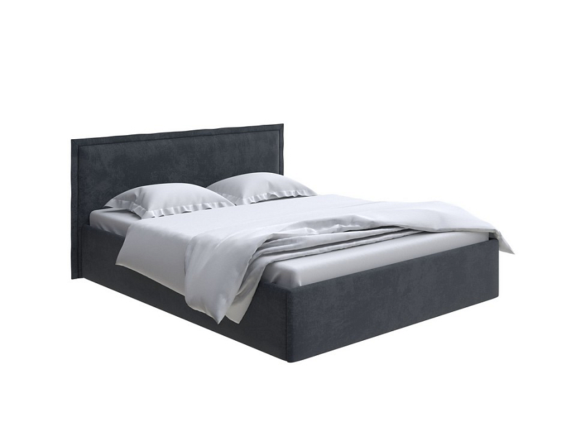 Кровать Aura Next 160x200 Ткань: Велюр Casa Графитовый - Кровать в лаконичном дизайне в обивке из мебельной ткани