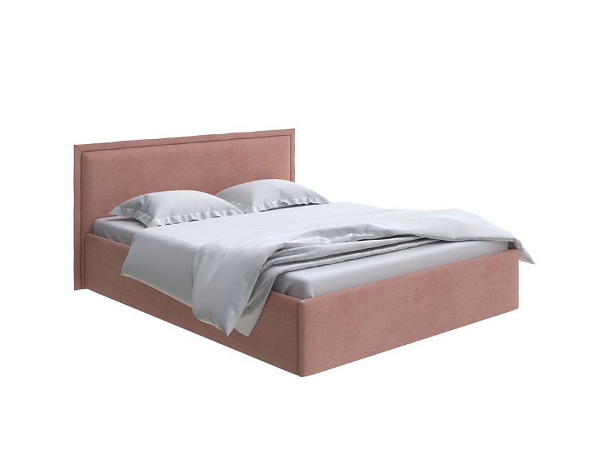 Кровать Aura Next 140x200 Ткань: Велюр Ultra Амаретто - Кровать в лаконичном дизайне в обивке из мебельной ткани