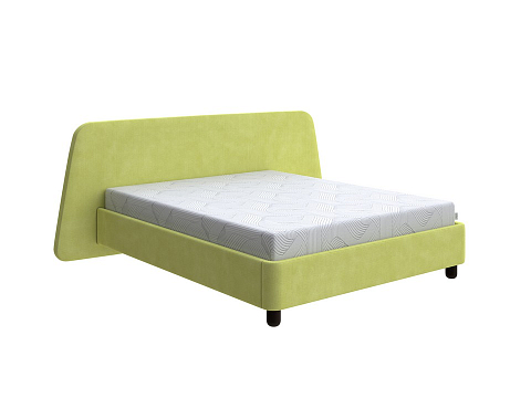 Зеленая кровать Sten Berg Right - Мягкая кровать с необычным дизайном изголовья на правую сторону