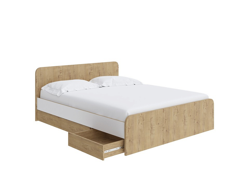 Кровать Way Plus 160x190 ЛДСП Бунратти/Белый Жемчуг - Кровать в современном дизайне в Эко стиле.