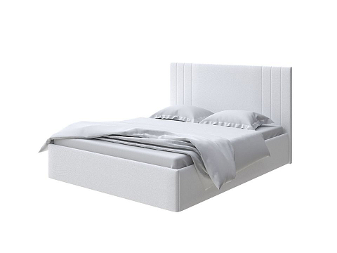 Белая двуспальная кровать Liberty с подъемным механизмом - Аккуратная мягкая кровать с бельевым ящиком