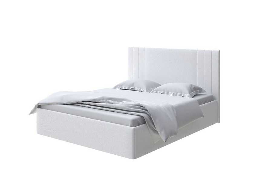 Кровать Liberty с подъемным механизмом 120x200 Ткань: Велюр Teddy Снежный - Аккуратная мягкая кровать с бельевым ящиком