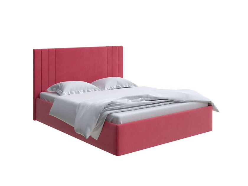 Кровать Liberty с подъемным механизмом 80x190 Ткань: Велюр Forest 13 Красный - Аккуратная мягкая кровать с бельевым ящиком