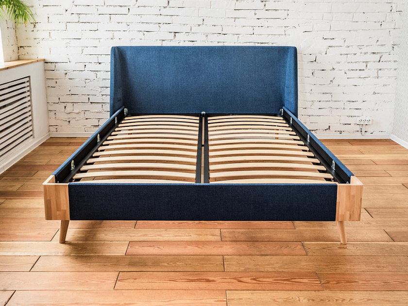 Кровать Lagom Side Soft 90x190 Ткань/Массив (береза) Levis 25 Светло-коричневый/Масло-воск Natura (Береза) - Оригинальная кровать в обивке из мебельной ткани.