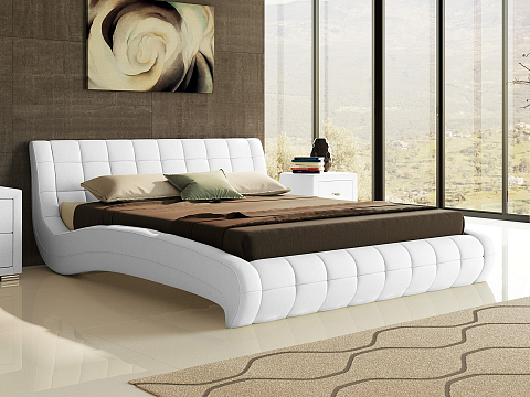 Черная кровать Nuvola-1 - Кровать футуристичного дизайна из экокожи класса «Люкс».