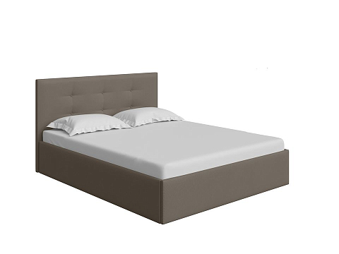 Черная кровать Forsa - Универсальная кровать с мягким изголовьем, выполненным из рогожки.