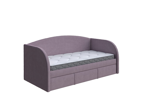 Фиолетовая кровать Hippo-Софа с дополнительным спальным местом - Удобная детская кровать с двумя спальными местами в мягкой обивке