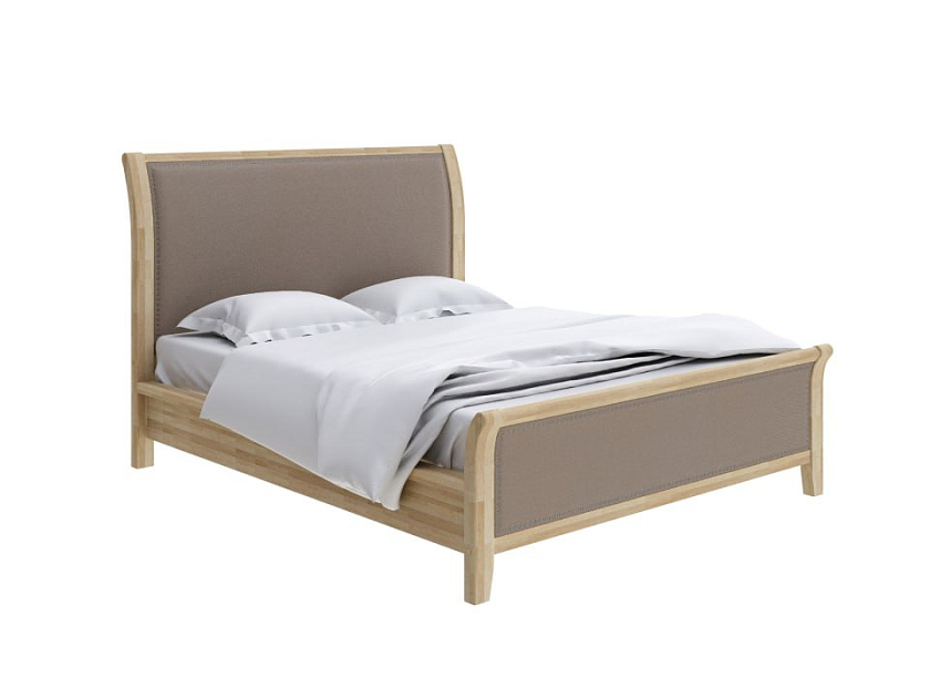 Кровать Dublin 200x200 Ткань/Массив Тетра Голубой/Серая эмаль - Уютная кровать со встроенным основанием из массива сосны с мягкими элементами.