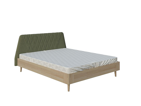 Зеленая кровать Lagom Hill Wood - Оригинальная кровать без встроенного основания из массива сосны с мягкими элементами.