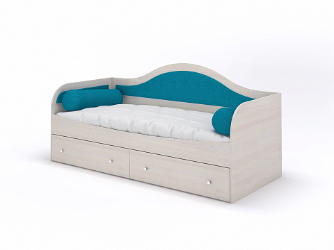 Кровать с мягким изголовьем Lori - Детская кровать со встроенным основанияем, 2 выкатными ящиками и 2 подушками-валиками