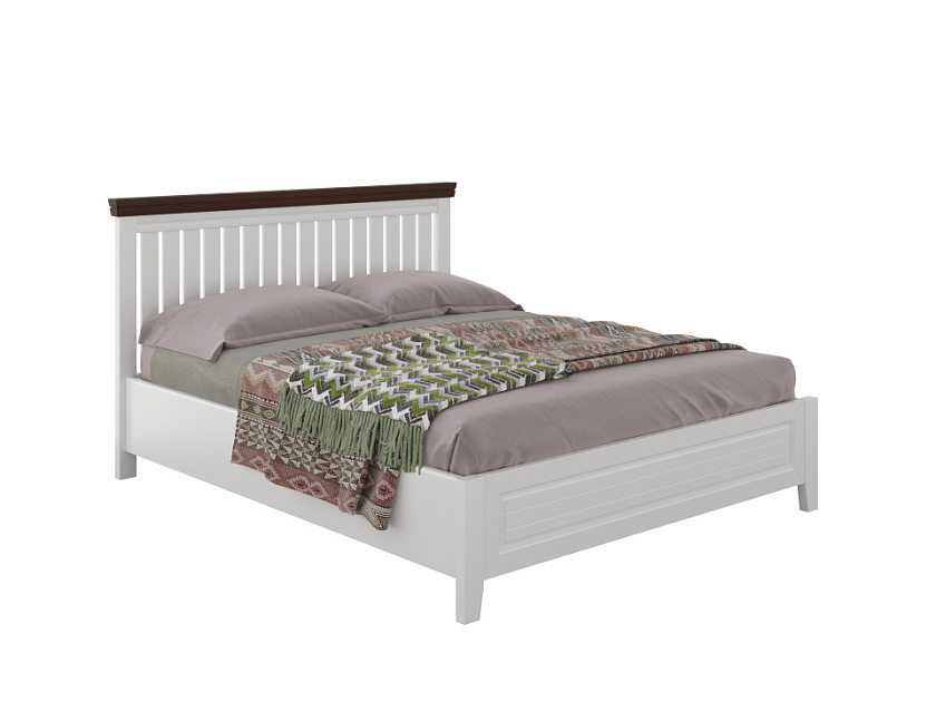 Кровать Olivia 160x190 Массив (сосна) Белая эмаль + Венге - Кровать из массива с контрастной декоративной планкой.