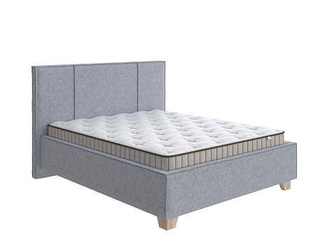 Мягкая кровать Hygge Line - Мягкая кровать с ножками из массива березы и объемным изголовьем